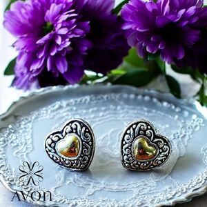 AVON Gold and Silver Heart Earrings